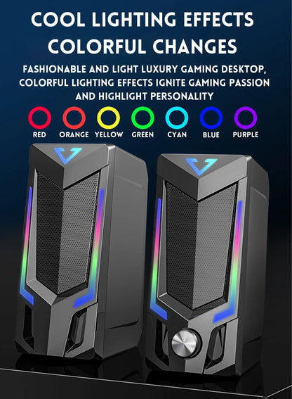 Bluetooth RGB Computer Speaker, Desktop Computer Speaker, Laptop Speaker, Desktop Stereo Speaker, USB Powered, with LED Ambient