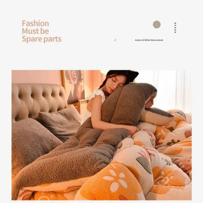 Lamb Fleece Blanket Winter Comforter Thickened Quilts Double-sided Velvet Warm Quilt Single Double Dormitory Milk Fleece Core