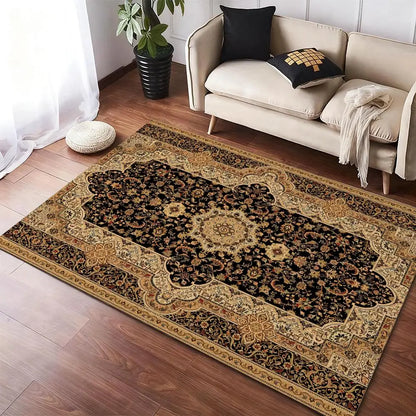 Red Persian Carpet Floor Mat Flannel Rugs Cozy Plush Thickened Soft Warm Winter Floor Mat Non Slip Living Room Home Indoor Use