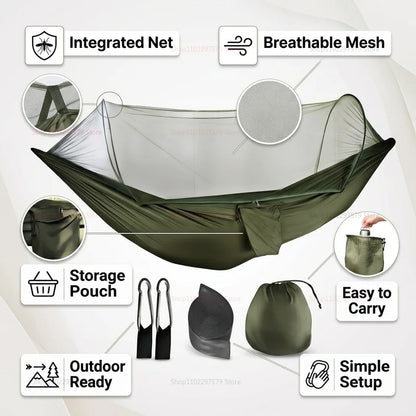 Portable outdoor camping hammock, mosquito net bed, sleeping tent, camping bed, hanging tent, travel shelter, ultralight hammock