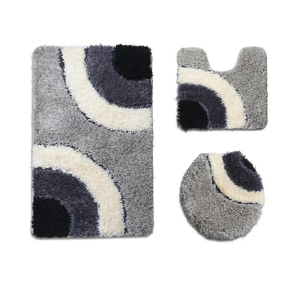 European Style Flocking Floor Mat, Household Bathroom Water Absorption and Anti Slip Mat Combination Set of Three Pieces