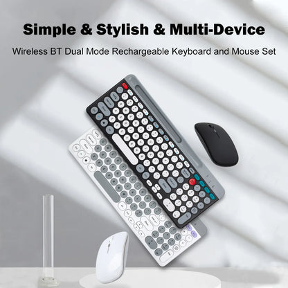 Dual-mode Wireless Keyboard & Mice Combo 2.4G Bluetooth 5.0 Membrane Keyboards BT 3-Channels Rechargeable Key Board Mouse for PC