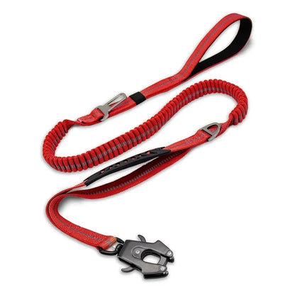 Tactical Dog Leash Heavy Duty, 4-6FT Shock Absorbing Bungee Lead with 2 Padded Handle, Metal Carabiner Clip, Car Seatbelt