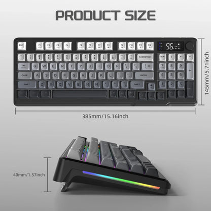 M96 Wireless Keyboard and Mouse Set, Bluetooth&2.4G, Smart Screen, 96 Keys, RGB, Silent Keyboard Mouse Combo