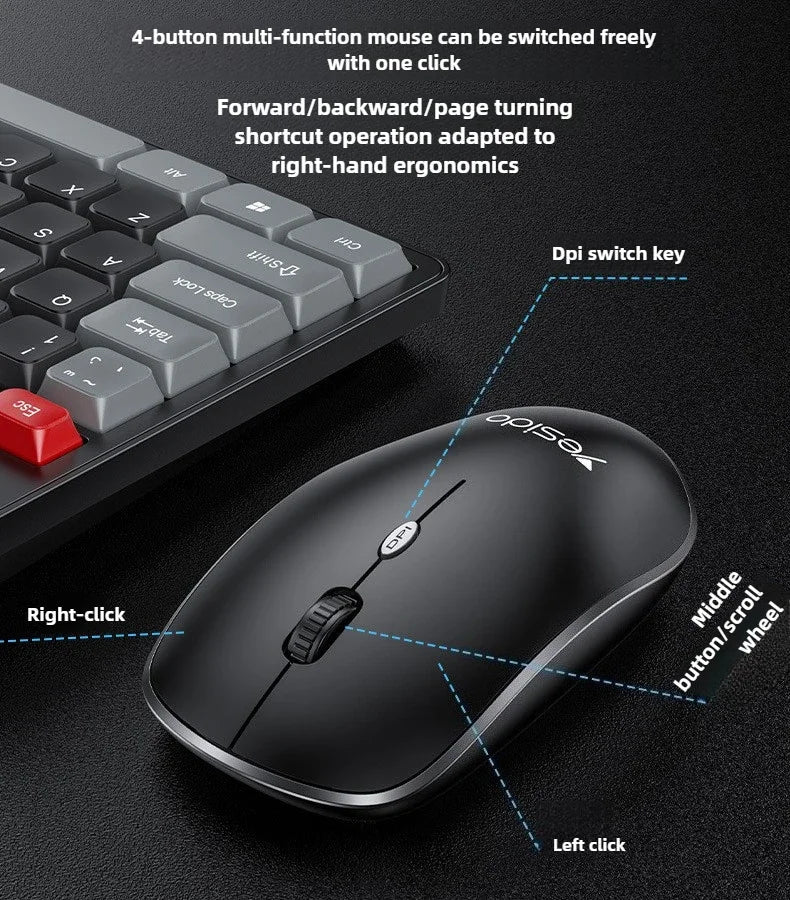 Wireless Keyboard and Mouse Set for Desktop Laptop Silent Business Keyboard Mouse Combo