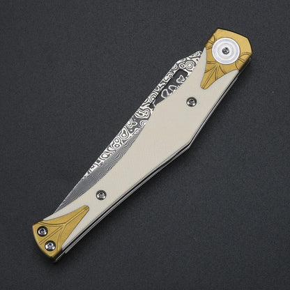Folding knife, Damascus steel, portable, G10 handle, outdoor multi-functional pocket knife, high hardness knife