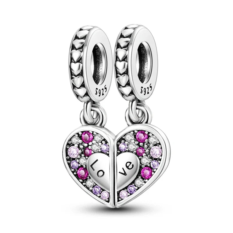 MULA Pink 925 Sterling Silver Charms Pendant Perfume Dreamcatcher Heart Love Beaded Fit Original Bracelet Women DIY Jewelry Gift