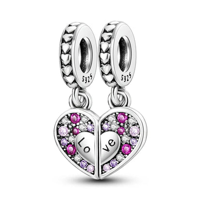 MULA Pink 925 Sterling Silver Charms Pendant Perfume Dreamcatcher Heart Love Beaded Fit Original Bracelet Women DIY Jewelry Gift