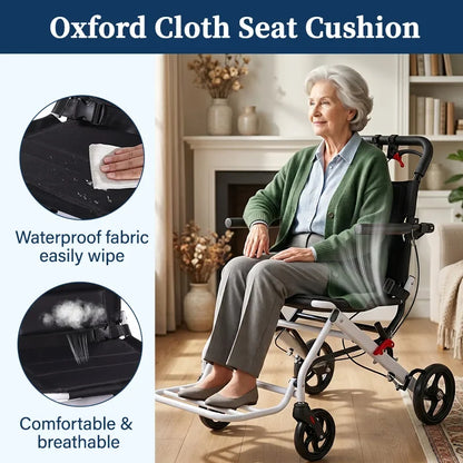 Lightweight Transport Wheelchair for Adults & Seniors, 19 lbs Foldable Travel Wheelchair with 18.1" Wide Seat