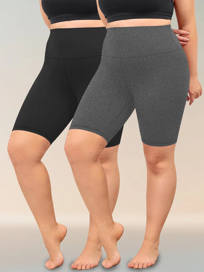 2 Pack Plus Size Biker Shorts for Women High Waisted Super Soft