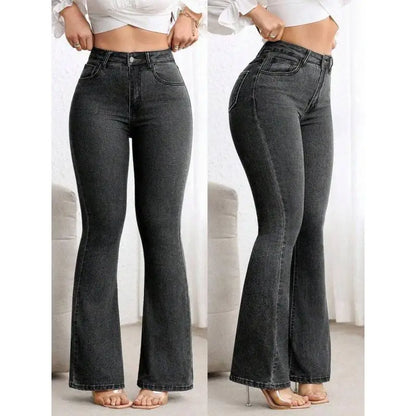 2026 New Women's Elastic Slimming Bell Bottom Jeans Butt Lifting Waist Micro Flared Pants Cotton Natural Waist Denim Jeans
