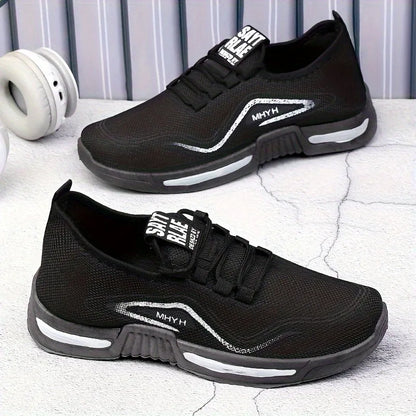 Men's Summer Running Casual Sports Shoes, Neutral Breathable Mesh Sports Shoes, Solid Color Suitable for Hiking, Gym