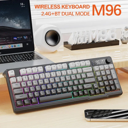 M96 Bluetooth Keyboard Wireless FREEWOLF Screen Gaming Keyboard Electronic Screen Multi-Device Connection Ergonomics Gaming