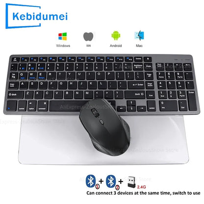 New Bluetooth 5.0 Wireless Keyboard Mouse Set 2.4G English 102 Keycaps For MacBook iPad Tablet Rechargeable Mice Keyboard Laptop