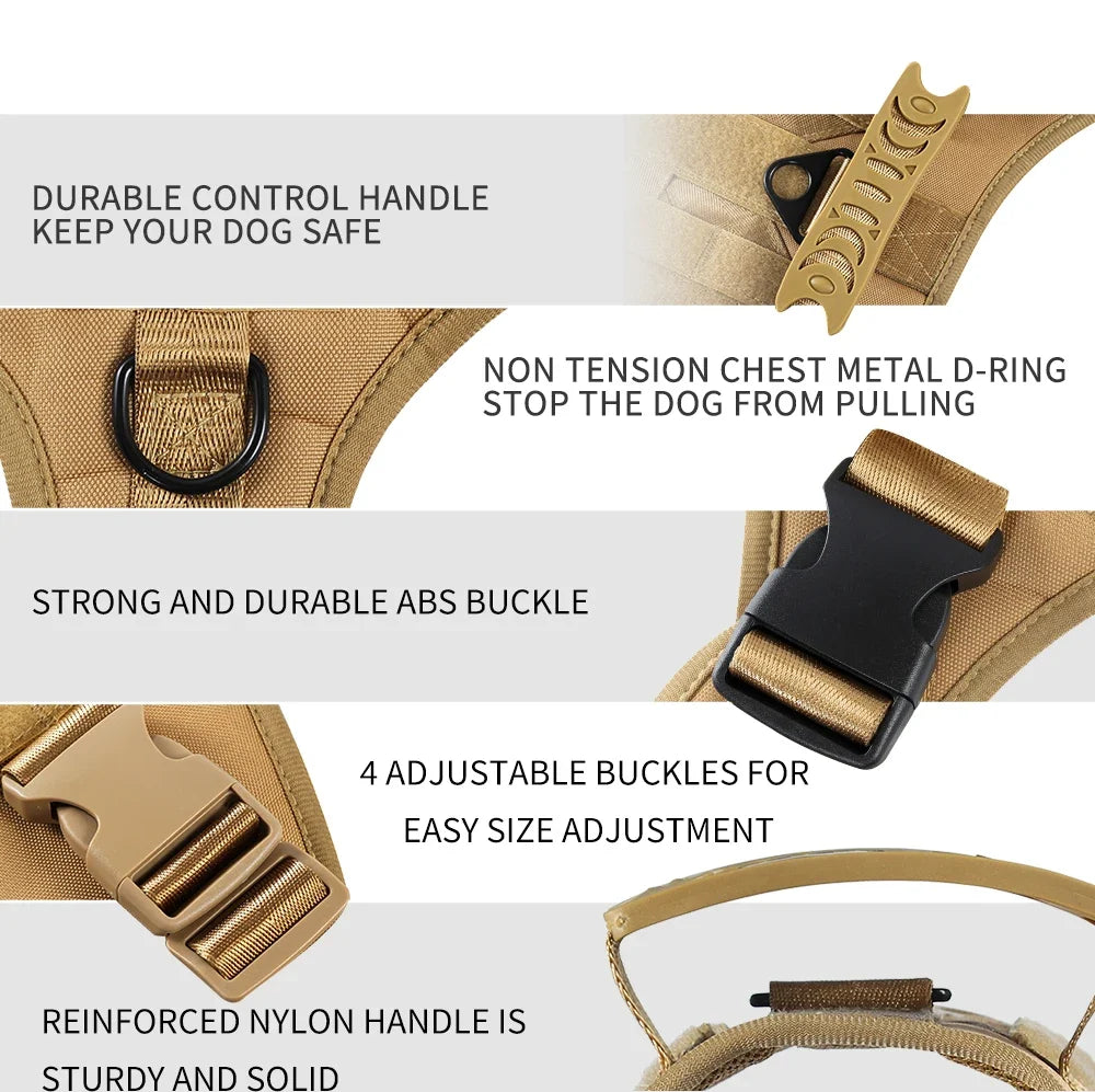 Dog Tactical Harness Vest Pet Dog Harness for Medium Large Dogs  Reflective Dog Harness No Pull with Durable Soft Handle