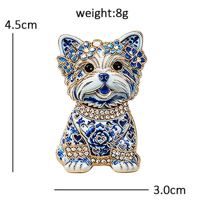 Wuli&baby Blue-and -White Porcelain Collection Animal Brooches For Women Unisex Goat Cat Butterfly Birds Party Office Brooch Pin