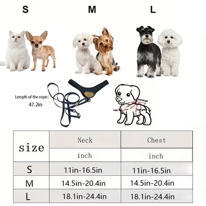 Pet Dog Walking Harness and Leash, Suitable for Puppies, Small to Medium Dogs, Ideal Choice for Training, Travel, and Daily Wear
