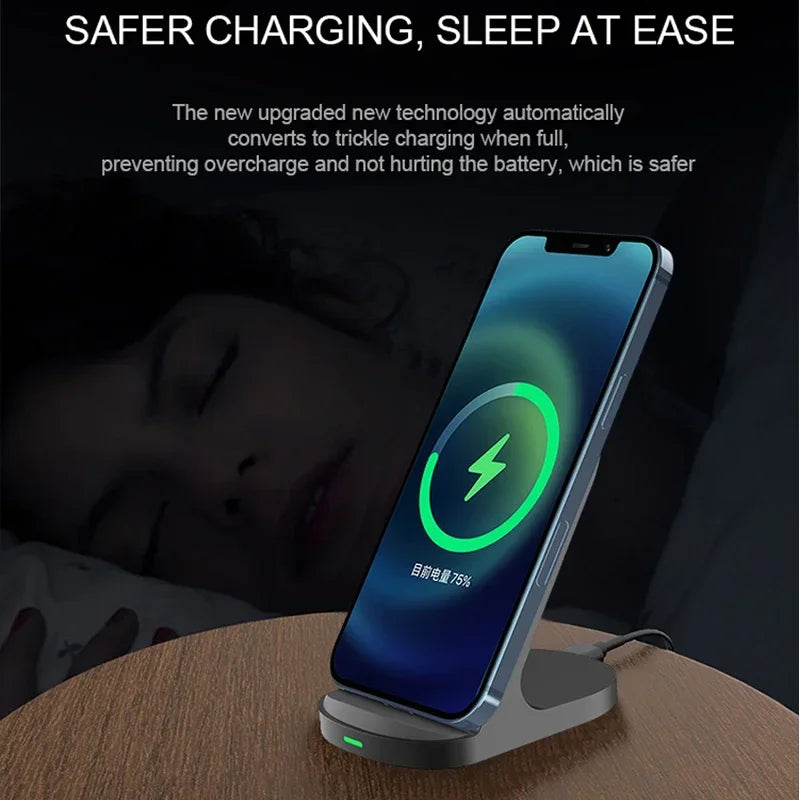 Wireless Desktop Charger Stand Fast Charging Phone Holder For iPhone 16 15 14 13 12 11 XR Xiaomi mi11 Huawei P40 Samsung S20 S10
