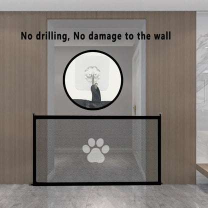 Dog Gate for Stairs - Pet House Screen Door with 4 Hooks, Indoor Safety Fence Barrier, Stairway Pet Gate for Dogs Cats