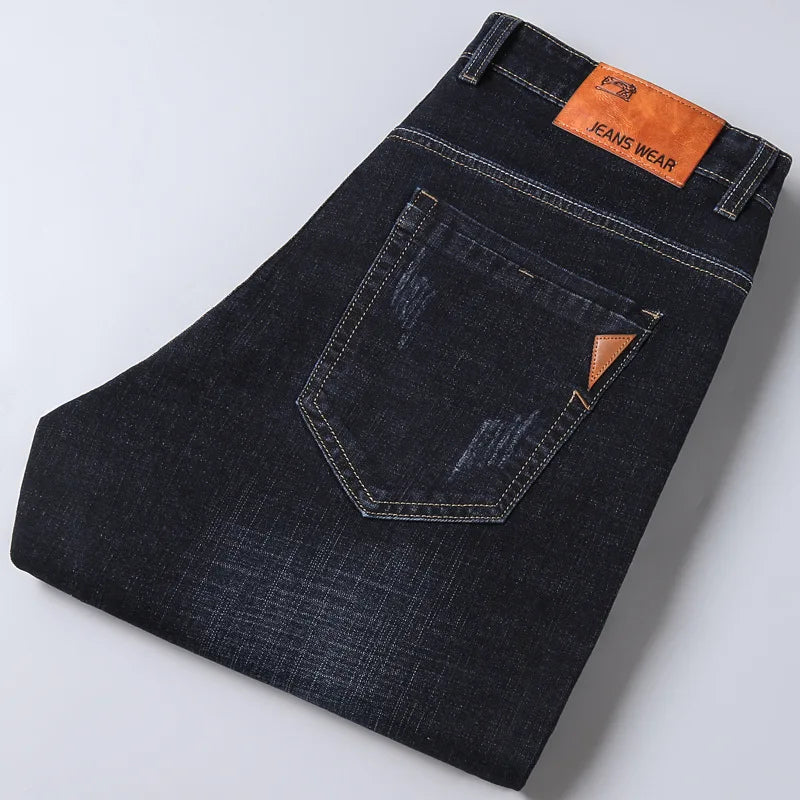   2025 Men NEW Men's Fashion Business Jeans Classic Style Casual Stretch Slim Jean Pants Male Brand Denim Trousers Black Blue Me