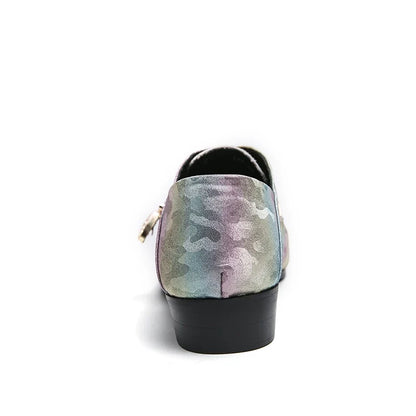 Fashion Gold Casual Shoes England Chelsea Bright Pointed Toe Leather Shoes Men Slip-on Business Party Wedding Oxford Shoes