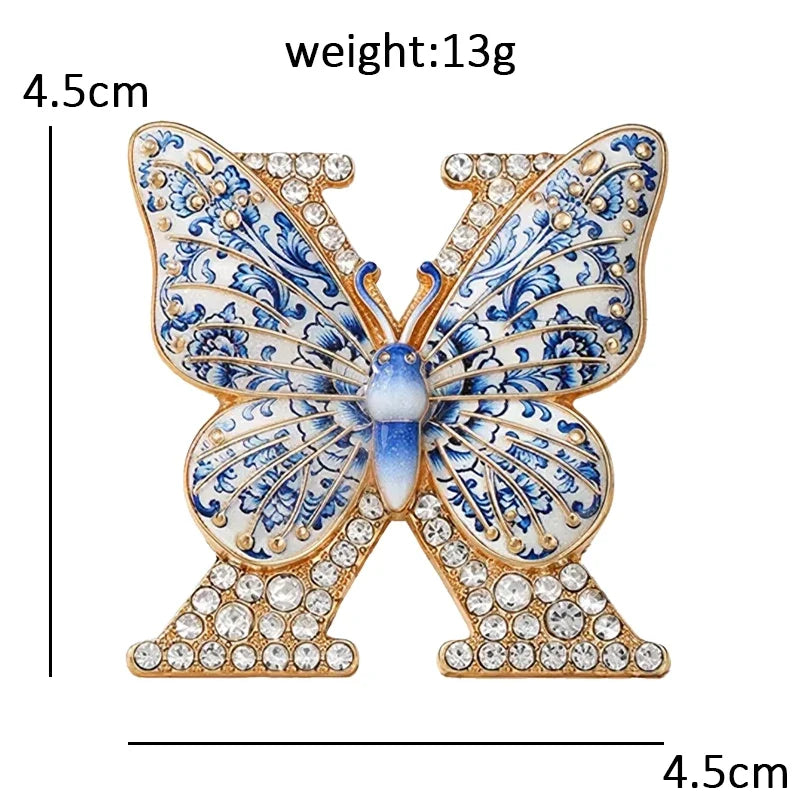 Wuli&baby Blue-and -White Porcelain Collection Animal Brooches For Women Unisex Goat Cat Butterfly Birds Party Office Brooch Pin