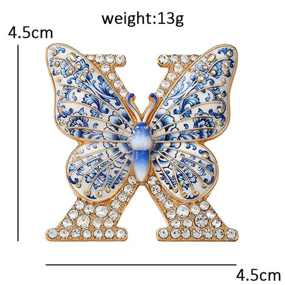 Wuli&baby Blue-and -White Porcelain Collection Animal Brooches For Women Unisex Goat Cat Butterfly Birds Party Office Brooch Pin