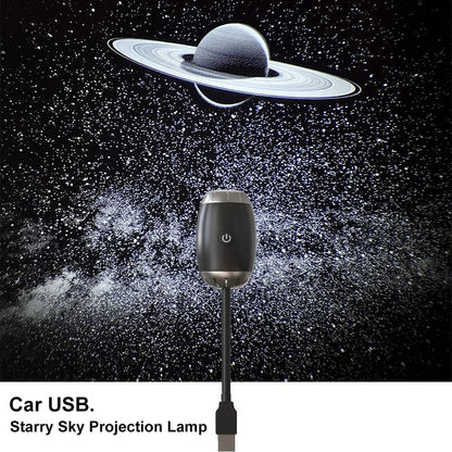 Romantic LED Starry Sky Night Light USB Powered Saturn Galaxy Projector Lamp for Car Roof Party Room Ceiling Decor Plug and Play