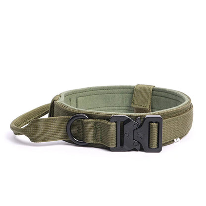 Tactical Dog Collar with Handle Heavy Duty Nylon Collar for Medium Large Dogs Adjustable Camo Pet Collar with Metal Buckle