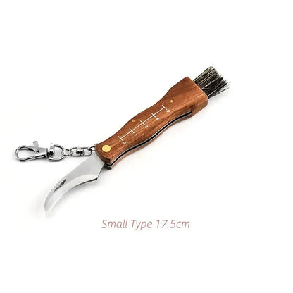 Multifunctional stainless steel folding  brush outdoor mini mushroom knife EDC wooden handle sharp camping hunting survival