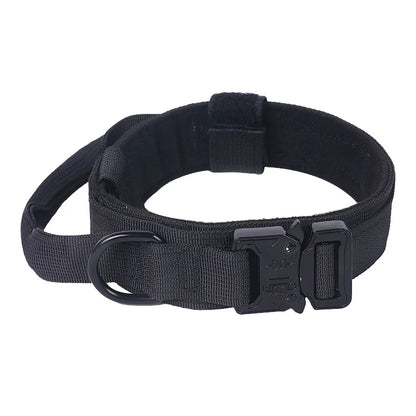 Tactical Dog Collar Adjustable Military Nylon Dog Collar with Control Handle and Heavy Duty Metal Buckle for Medium & Large Dog