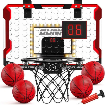 LED light electronic wall mounted basketball hoop, water pool home basketball hoop with 4 basketballs, family party game supplie