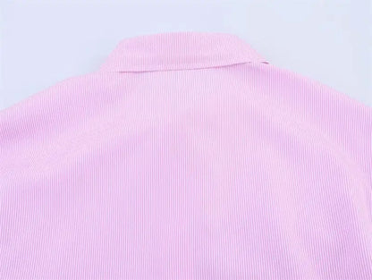 Spring Shirts Tops Women's 2025 New Chic Striped Slim Elegant Office Women's Shirt Fashion Street Youth Long-Sleeved Shirt
