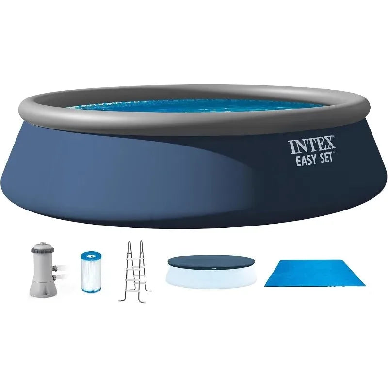 INTEX Inflatable Above-Ground Swimming Pool, Easy Set 15ft x 42in w/Filter Pump & Ladder