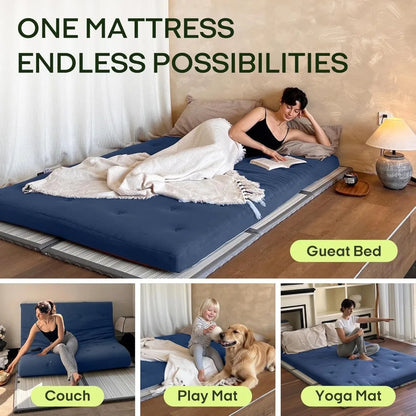 Thicken Cotton Foldable Floor Futon Mattress Twin Size Tatami Sleeping Pad Roll Up Portable Dorm Bed
