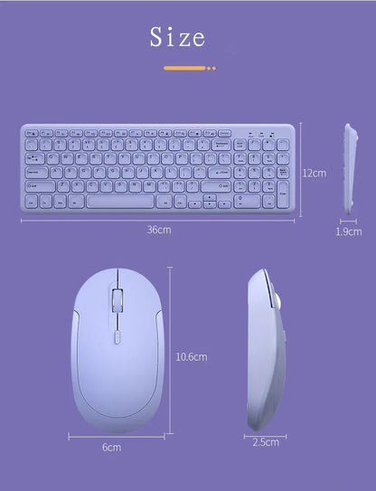 Fashion Keyboard and Mouse Set Wireless PC Gamer Keyboards and Mouse Kit Ultra Thin Office Ergonomic Gaming Keypad Mice Purple