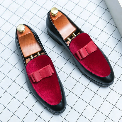 Fashion Wedding Shoes For Men Dress Casual Business Leather Shoes Male Classic Formal Bow Office Social Party Shoes Man Loafers