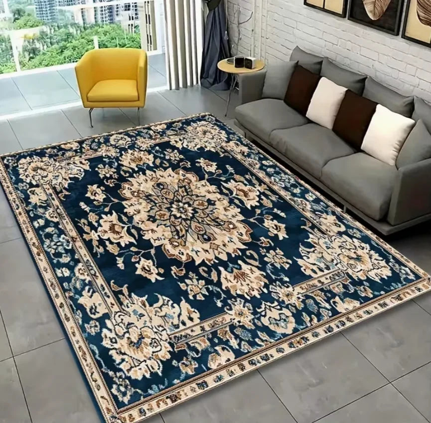 Special Red Blue Area Rug Carpet Machine Washable Mat Living Room Vintage Style Classic Oriental Traditional Carpet Boho Mats