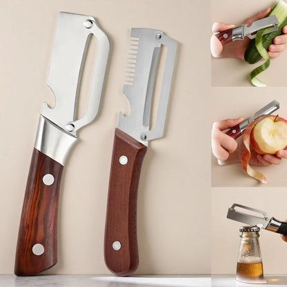 2Pcs Multifunctional Stainless Steel Vegetable Peeler, 2-in-1 Kitchen Tool With Bottle Opener, Ergonomic Gift For Cooking Lovers