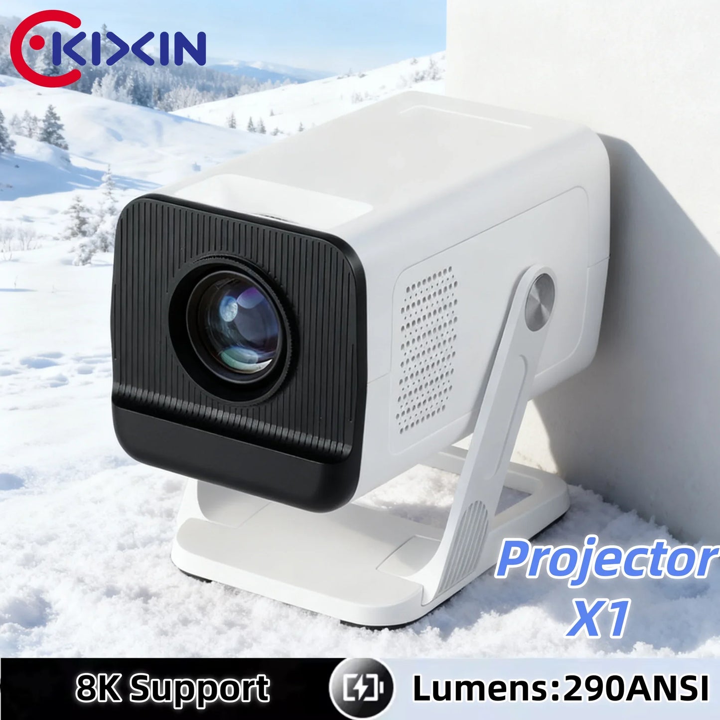 KIXIN Android 14 Projector 4K Netflix Official HD Projector 290ANSI WiF6 BT5.4 Keystone Smart Android TV Home Cinema projetor 4K