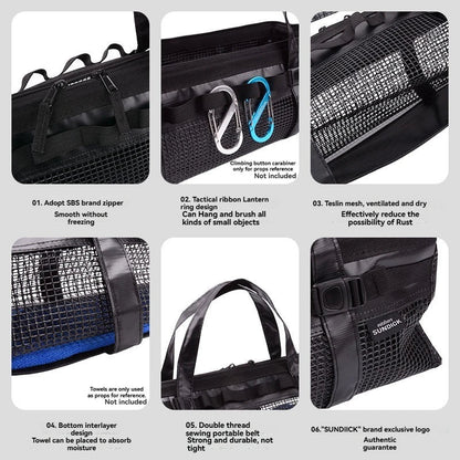 Outdoor camping, picnic tools, miscellaneous storage bags, camping nails, handbags, mesh mesh, can be soaked and cleaned