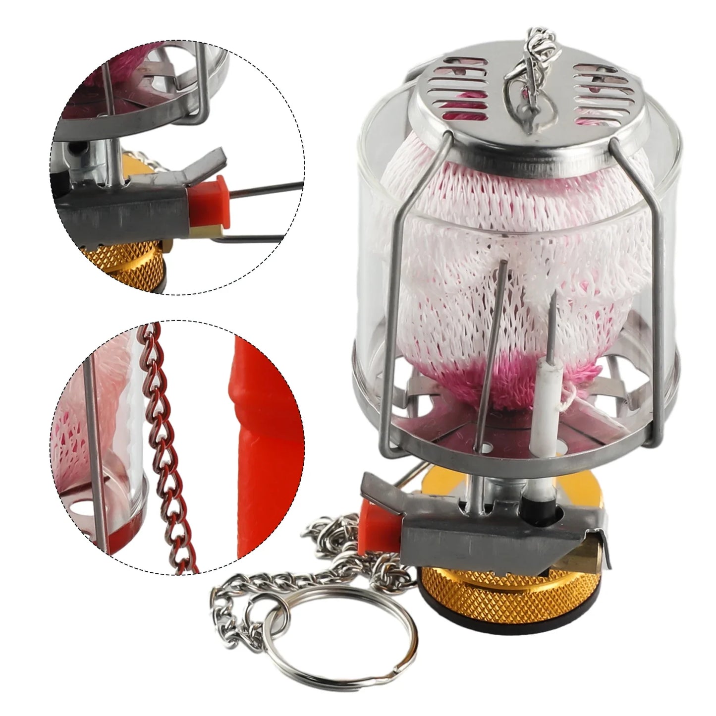 1 Set Gas Lamp Outdoor Camping Lantern Tent Lamp Hanging Glass Lamp