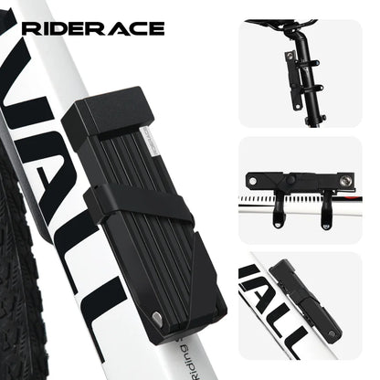 RIDERACE Foldable Bicycle Lock Portable High Security Anti-Theft MTB Bike Scooter Electric E-Bike Road Cycling Chain Locks