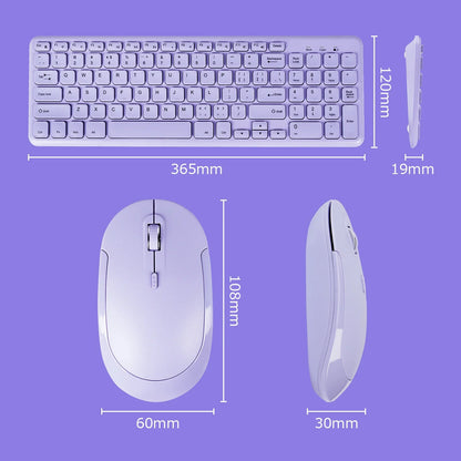 Fashion Keyboard and Mouse Set Wireless PC Gamer Keyboards and Mouse Kit Ultra Thin Office Ergonomic Gaming Keypad Mice Purple
