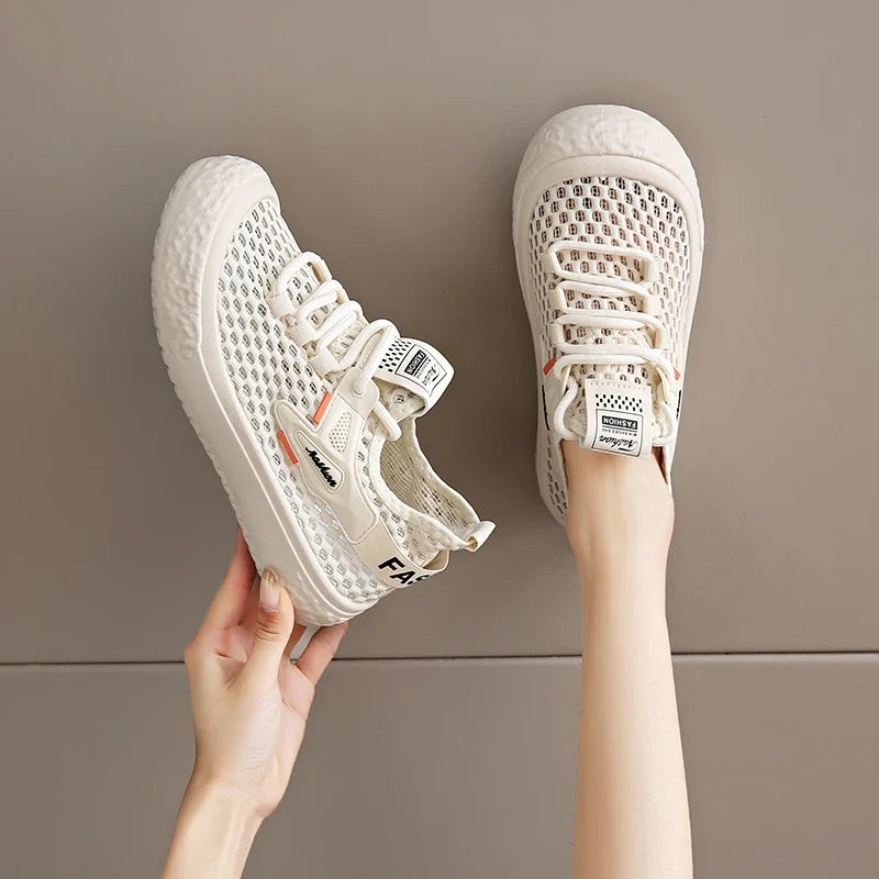 Shoes Woman 2025 Outdoor Casual Sports Shoes Hollow Breathable Comfortable Thick Sole Lightweight Mesh Shoes Women's Sneaker