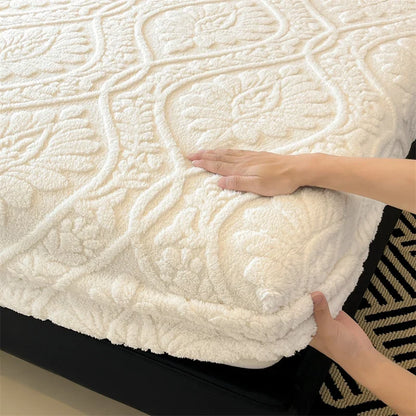 Warm Fleece Elastic Fitted Bed Sheet Thermal Winter Sheets Mattress Topper Protector Cover for Single Couple Double Bedsheet
