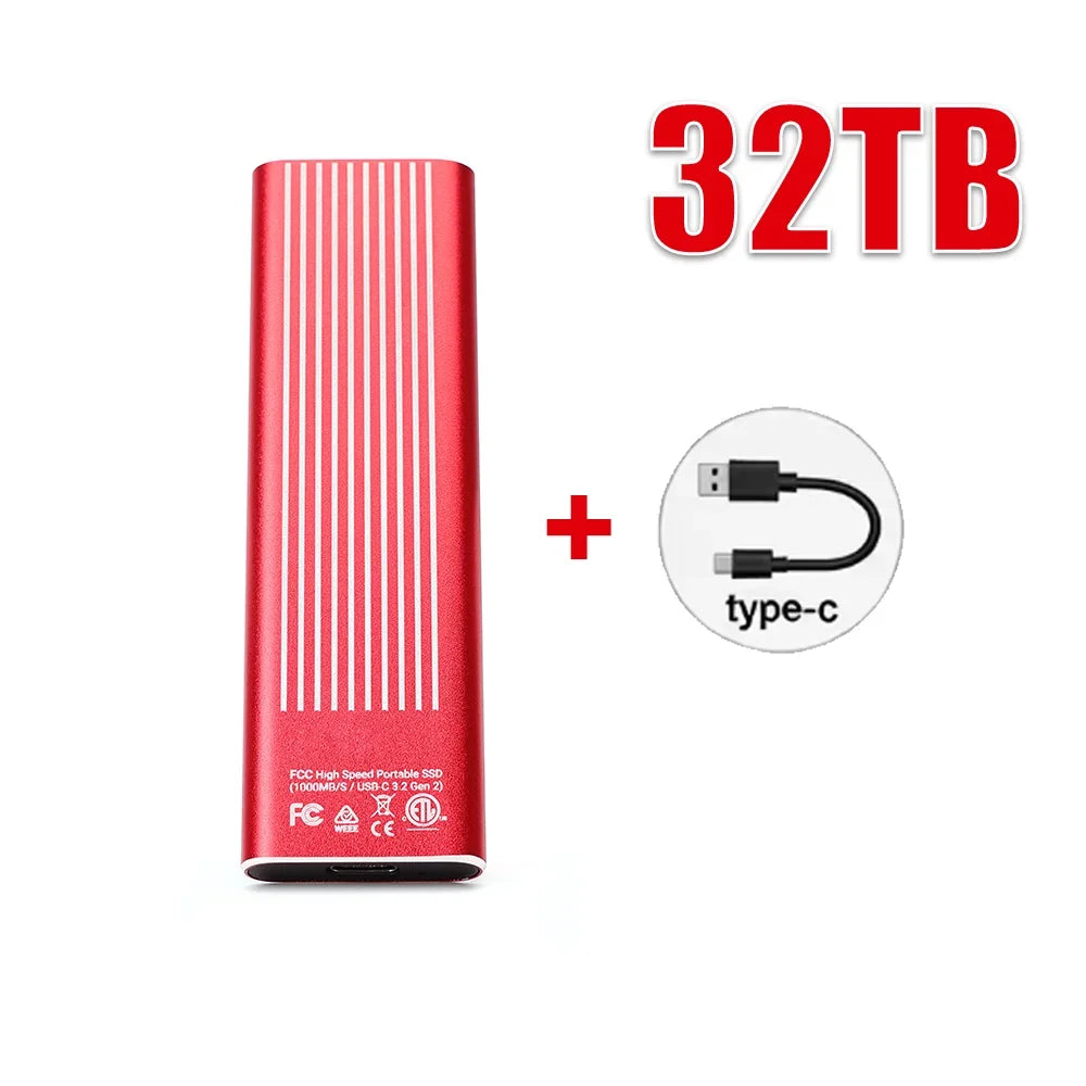 High Speed External Portable SSD 6TB 12TB Plug and Play Mobile Hard Drive Compatible with Windows IOS Android DevicesHigh Speed