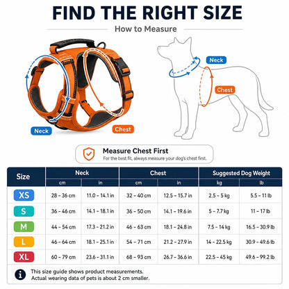 Tactical Dog Harness No Pull Reflective Pet Vest Adjustable Breathable Mesh Dog Chest Strap with Handle for Small Large Dogs Cat