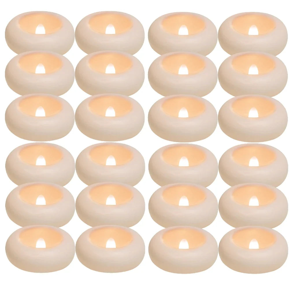12/24 Pack Waterproof Flameless Floating Tealights Candle Electric Flickering LED Candles For Wedding Party Pool&SPA Home Decor