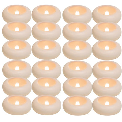12/24 Pack Waterproof Flameless Floating Tealights Candle Electric Flickering LED Candles For Wedding Party Pool&SPA Home Decor